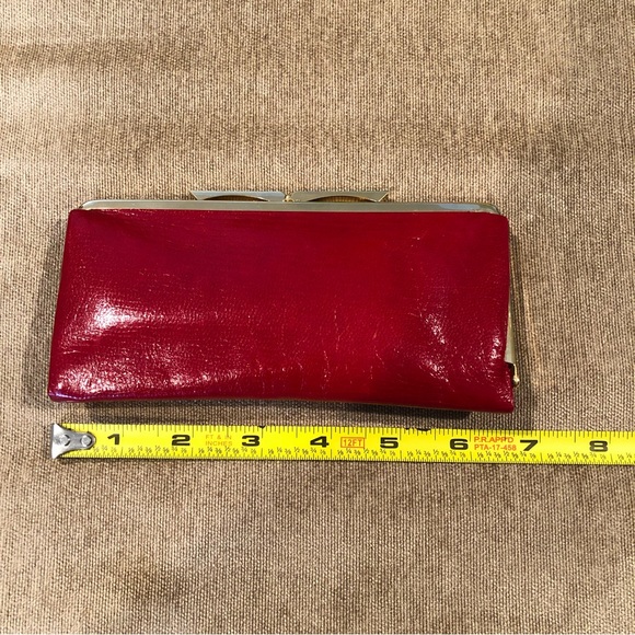 Vintage Red Leather Kisslock Wallet Purse - Picture 11 of 12